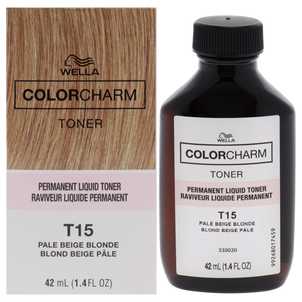 Color Charm Permanent Liquid Toner - T15 Pale Beige Blonde by Wella 1.4 oz